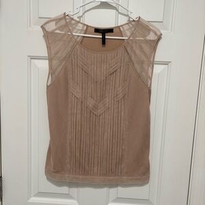 BCBG MaxAzria nude blouse medium sheer detail whimsy romantic